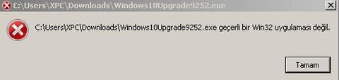 WİNDOWS 10 YÜKLERKEN HATA