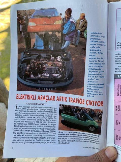 Kasım 1992 Bilim ve Teknik dergisi  (elektrikli araçlar trafiğe çıkıyor)