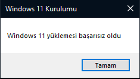 Windows 11 indirmesi başarısız oldu