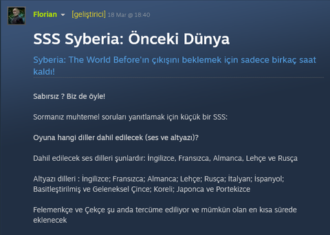 Syberia: The World Before (tr yama istek)