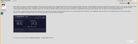 @millenicom İNDİRME/YÜKLEME HIZ GÜNCELLEMESİ / SONUÇ İLK MESAJDA