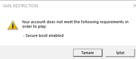 Valorant ''Secure boot enabled'' hatası