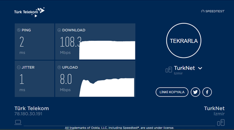 TÜRK TELEKOM EVDE İNTERNET HIZIM !!!