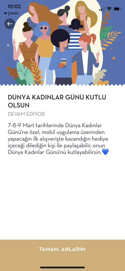 Caffe Nero Kadınlar Günü Sürpriz hediye