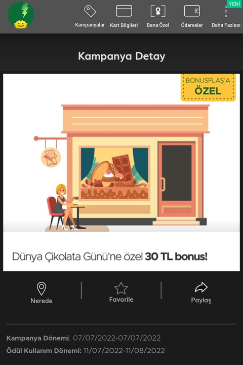 Dünya Çikolata Günü'ne Özel 30 TL Bonus