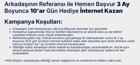 Şoknet arkadaşını getir kampanyası (kod paylaşım)