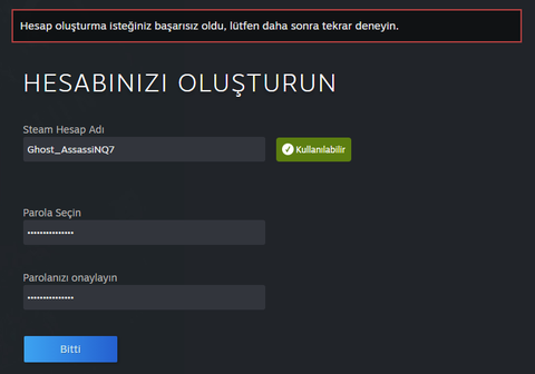  Steam Üyelik Alımı Hakkında Sıkıntı