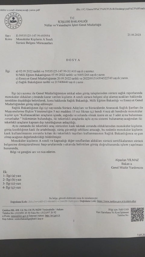 Dikkat Monoküler kişilerin A sınıfı ehliyetleri red ediliyor!