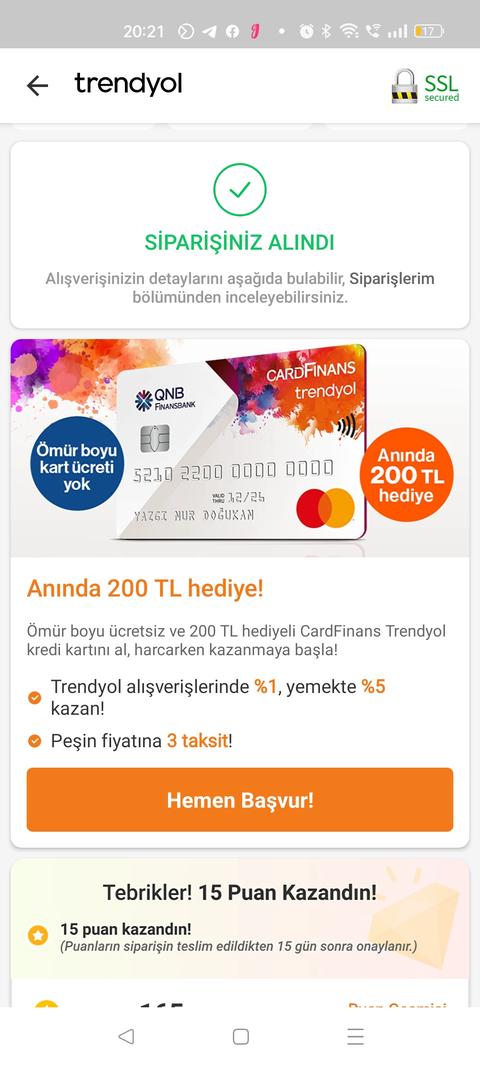 Cardfinans Trendyol Kart 500 TL Hediye