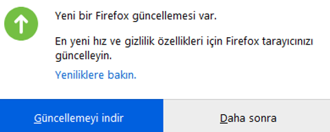 firefox güncelleme bildirimi kapatmak