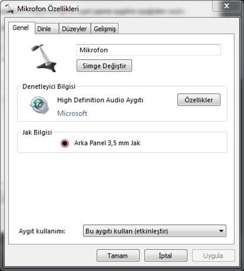 Windows 7 Mikrofon Çalışmıyor
