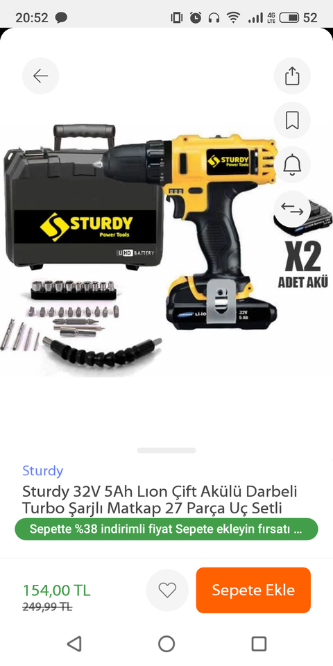 Sturdy Akülü Vidalama 154 TL