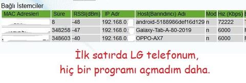 LG G4 modeme sürekli yüksek hızla bağlı