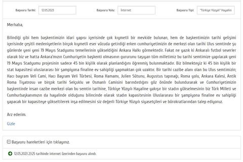 Milli Mücade'nin merkezi Ulus'a yapılan 19 MAYIS STADYUMU takip konusu (hedef 2025)