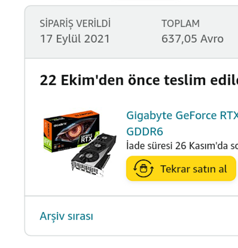 Eylül 2021 Amazon İspanya Siparişleri Bilgi Paylaşımı