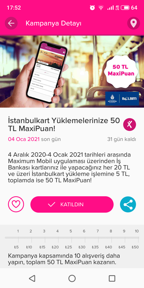 Maximum-İstanbulkart yüklemesine 50 TL