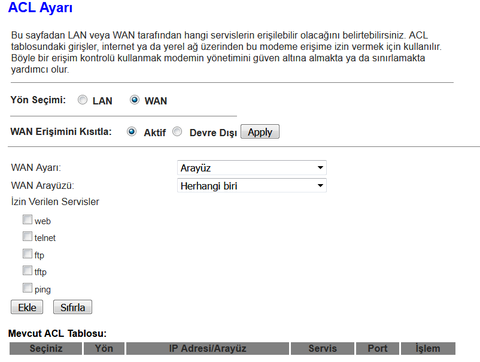Modemi Router olarak kullanma sırasında güvenlik duvarını kapatma