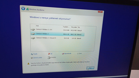 FreeDOS laptopa w10 yüklerken karşılaştığım hata
