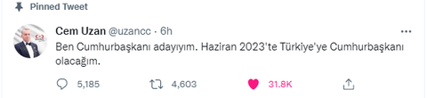 Erdoğan ‘adayım’ dedi.