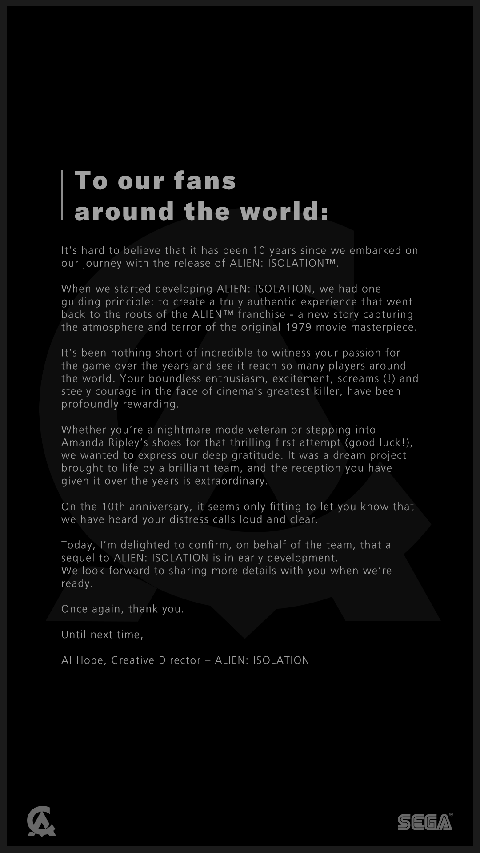 ALIEN ISOLATION Sequel - PlayStation 5/Pro