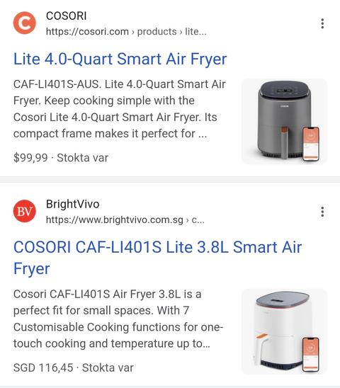 COSORI Air Fryer 3.8L 2k