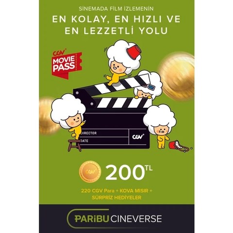 Paribu Cineverse 220TL CGV & Kova Mısır & Sürpriz Hediye 180TL