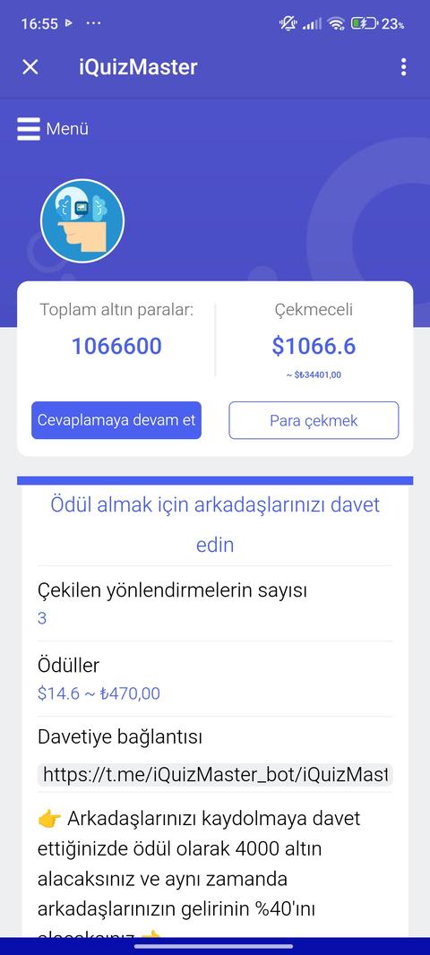 Beyler bı telegram bot var parayı çekebilme için referans arkadaş davet istiyo yardimmm