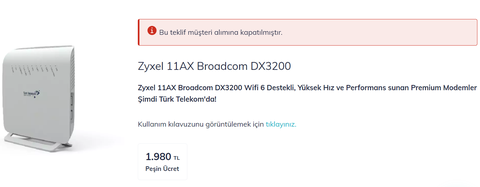 Zyxel DX3200-B0 Broadcom İşlemcili WiFi6 Premium Modem