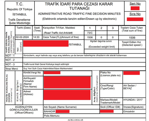 6 ay sonra gelen cep telefonu cezası ve resim olmaması