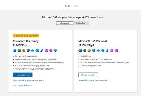 Microsoft 365 Aile Paketi ORTAKLIK