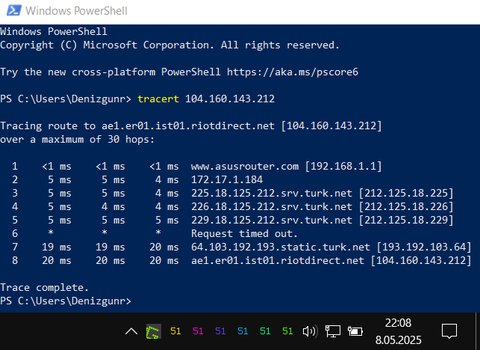 Turknet primetime'da baazen ping olması