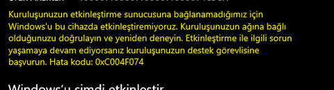 Windows 10 yeni güncelleme sonrası etkinleştirme hatası alıyorum yardım!!