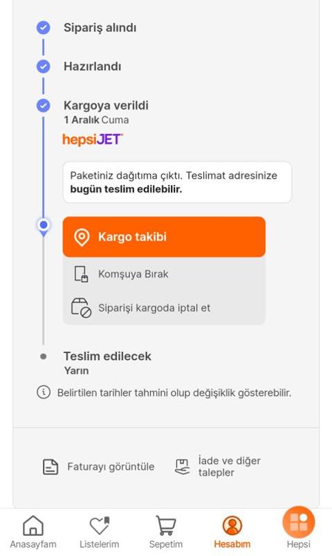 HepsiJET Kaybolan Kargo