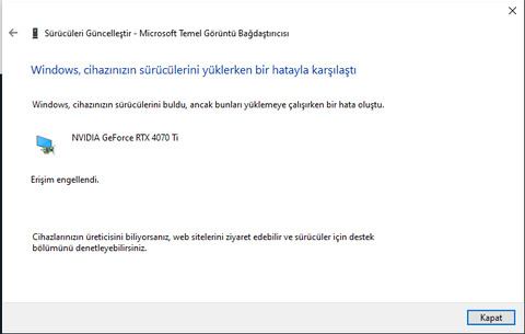 4070Ti Driver Hatası ve Kurulum Hatası