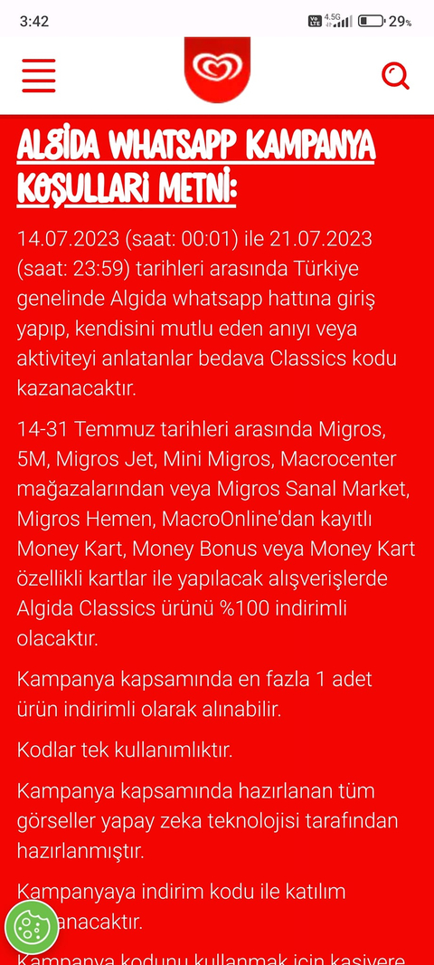 Algida whatsapp classics bedava