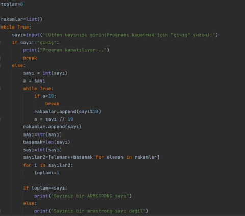 Python Armstrong Sayılar, Kodum çalışmıyor Yardım