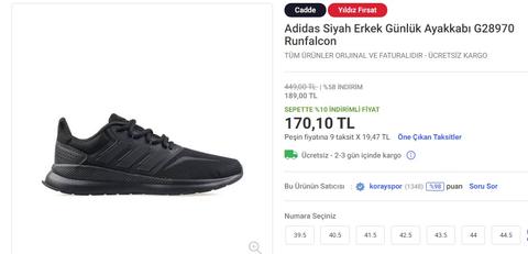 Adidas Siyah Erkek Günlük Ayakkabı Runfalcon - 170 TL - GG(korayspor)