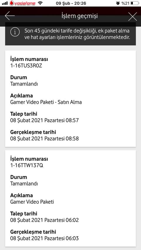 Vodafone ‘gamer paketi’ kendiliğinden tanımlanan paket..)