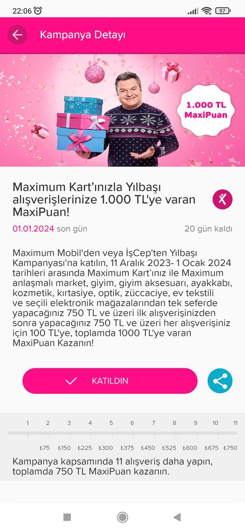 Maximum kart Yılbaşı Alışverişlerine 1000 TL ye Varan Maxipuan
