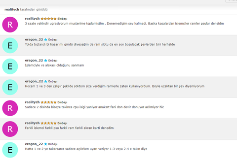 @eragon_22 isimli kullanıcı bozuk mal gönderip geri almıyor