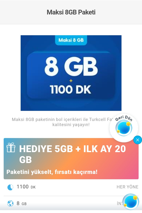 Maksi paketinde hediye 5 GB nedir?