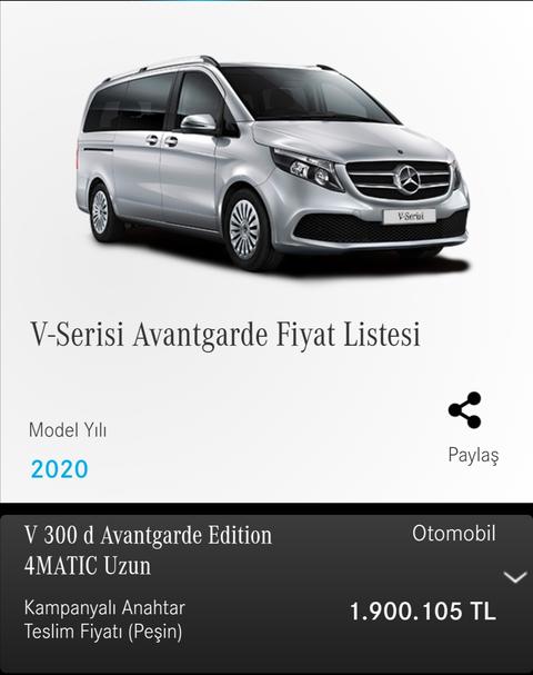 MERCEDES V SERİSİ SATIŞA SUNULDU : 2 MİLYON TL