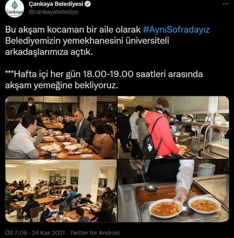 Çankaya Belediyesinden Öğrencilere Ücretsiz Yemek