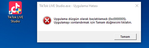 TikTok LIVE Studio Hata Veriyor