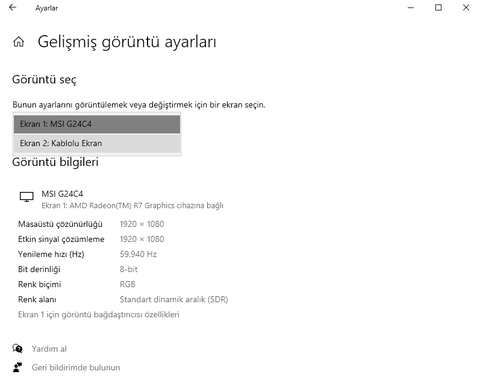 2. monitore ekranı yansıtamıyorum. Yardım edermisiniz.