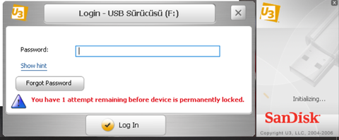 SANDISK CRUZER U3 FLASHDISK ŞİFRE KORUMASI