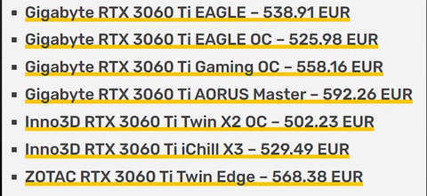 RTX 3060 Ti fiyatları sızdı