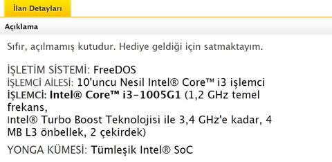 Amazon HP Laptop - 15-dw2027nt, Intel Core i3-1005G1, 8 GB RAM, 256 GB SSD, 15.6 inç HD. 3700 tl