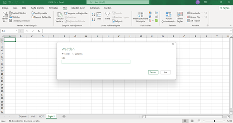 Excel webden veri alma -Eski arayüz-