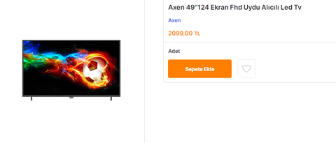 Axen 49'' FHD Uydu Alıcılı Led Tv 2099tl (Migros)